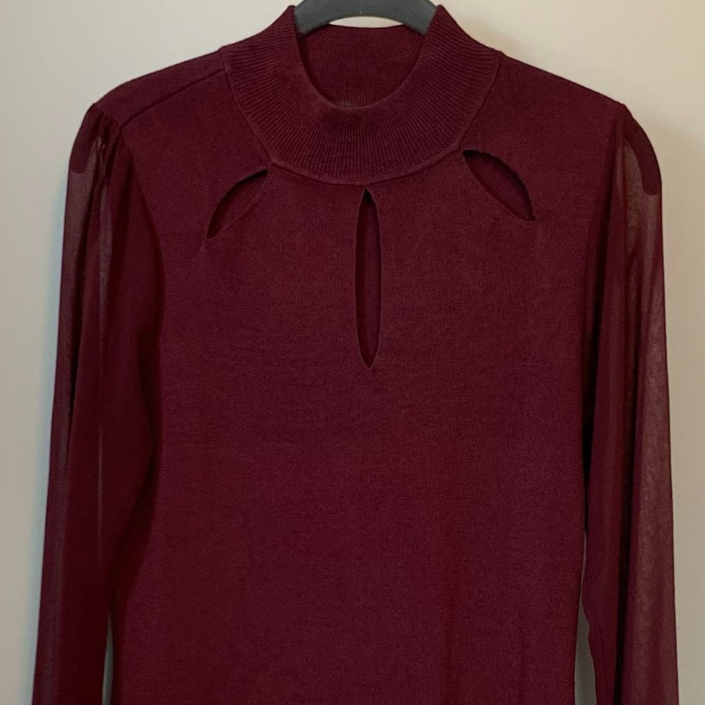 INC knit key-hole sweater, size M, burgundy